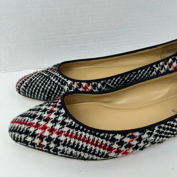 Talbots Sz 8M Tweed Houndstooth Ballet Flats Red Black Preppy Careerwear Retro - Picture 2 of 16